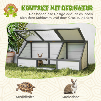 PawHut Schildkrötenbox, Outdoor Schildkrötengehege, bodenloses Design, leicht zu öffnen, Schildkrötenhaus, Weiß