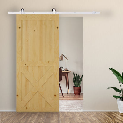 HOMCOM Gleitschienen-Bausatz für Schiebetür, leise Rollen, platzsparend, Karbonstahl, Weiß, 183 cm