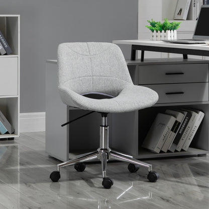 HOMCOM Bürostuhl, höhenverstellbar, um 360° drehbar, bis 110 kg, Metallrahmen, hellgrau, 49 x 56,5 x 73-82,5 cm