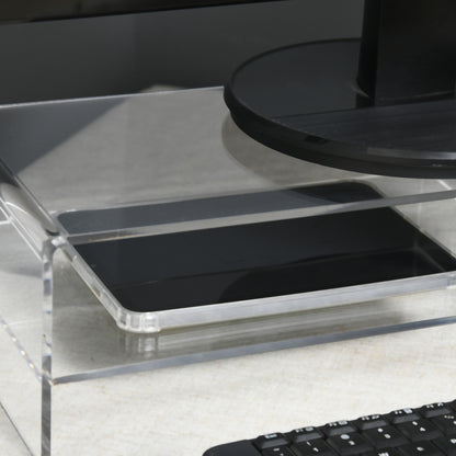 HOMCOM Monitorständer mit Tastaturfach, transparent, für Monitore bis 24 Zoll, 2 Etagen, Acryl, 50,8 x 19 x 12 cm