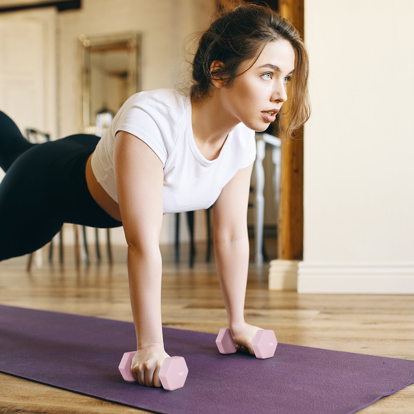 SPORTNOW Hantelset، 6er Set Hanteln mit Gewichten، Kurzhantelset aus Stahl، 1 كجم، 2 كجم، 3 كجم