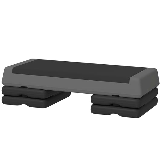 SPORTNOW Höhenverstellbarer Fitness-Stepper, rutschfest, für Zuhause, das Fitnessstudio oder das Büro geeignet, Kunststoff, Grau