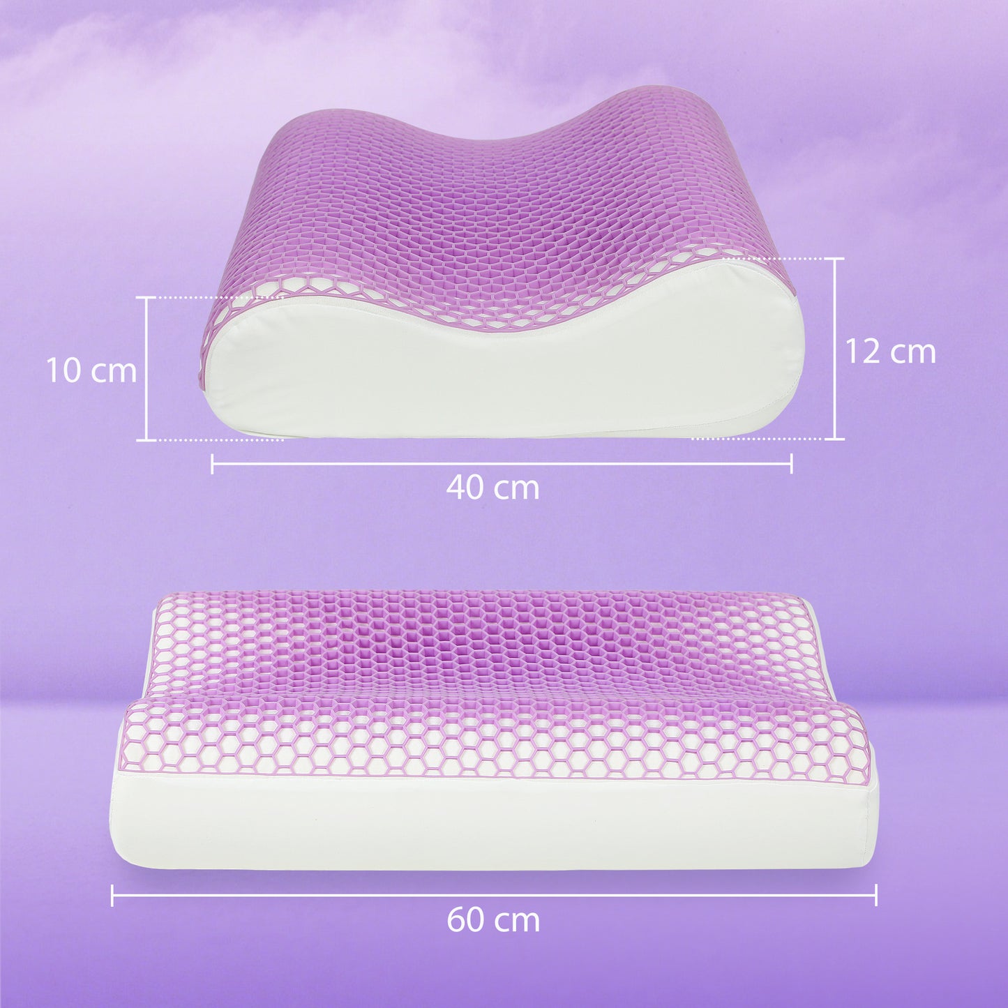 HOMCOM Memory Schaum Kissen Kopfkissen, Nackenstützkissen mit abnehmbarem Bezug, 2 Höhe Ergonomische, 2S schnell reagierend