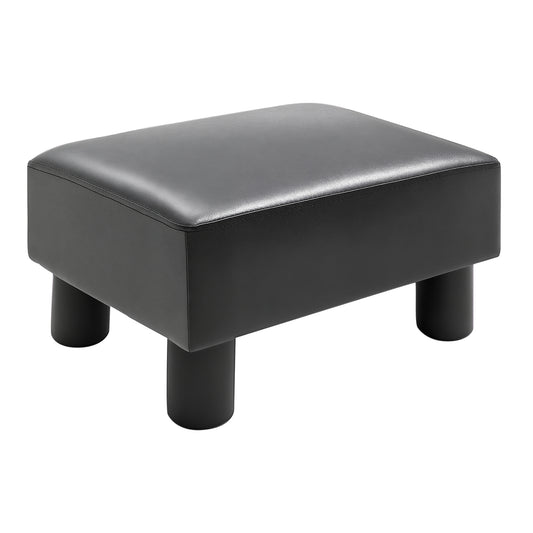 HOMCOM Sitzhocker Hocker mit Kunstleder Moderner Fußhocker Kunstlederhocker Ottomane für Schlafzimmer, Wohnzimmer, Schwarz