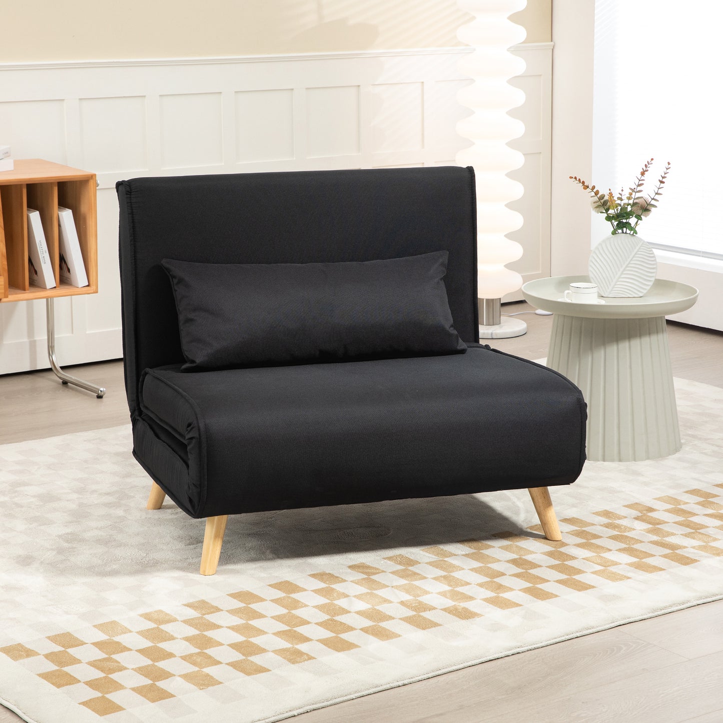 HOMCOM Relaxsessel mit Bettfunktion، لشخص واحد، تصميم حديث، مكرر 350 كجم، 94x78x80 سم، أسود