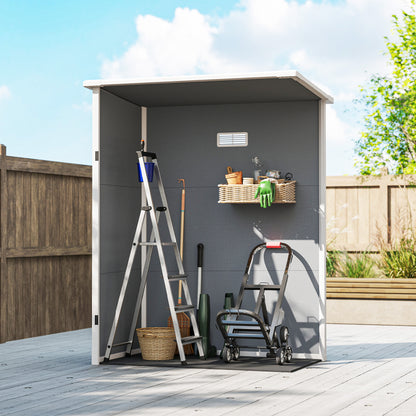 Outsunny Gerätehaus Kunststoff 1,14m² 151 x 92 x 193cm Geräteschuppen mit Pultdach Boden Fenster Grau
