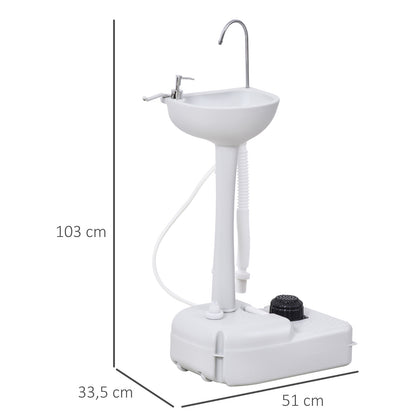 Outsunny Waschbecken Handwashbecken Mobiles Waschbecken، tragbar،inkl. راديرن، 51 سم × 33.5 سم × 103 سم، فايس
