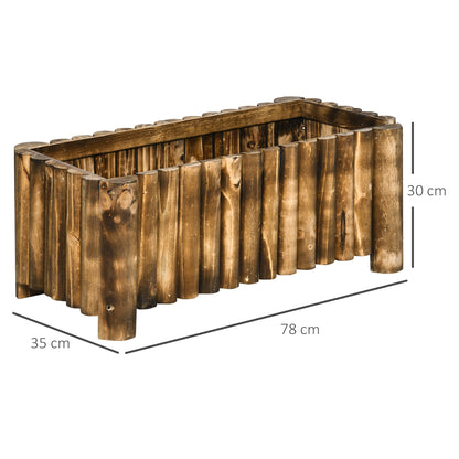 Outsunny Hochbeet Pflanzkasten Kräuterbeet Pflanzbeet Gemüse Blumenbeet Blumenkasten, Tannenholz 78x35x30 cm