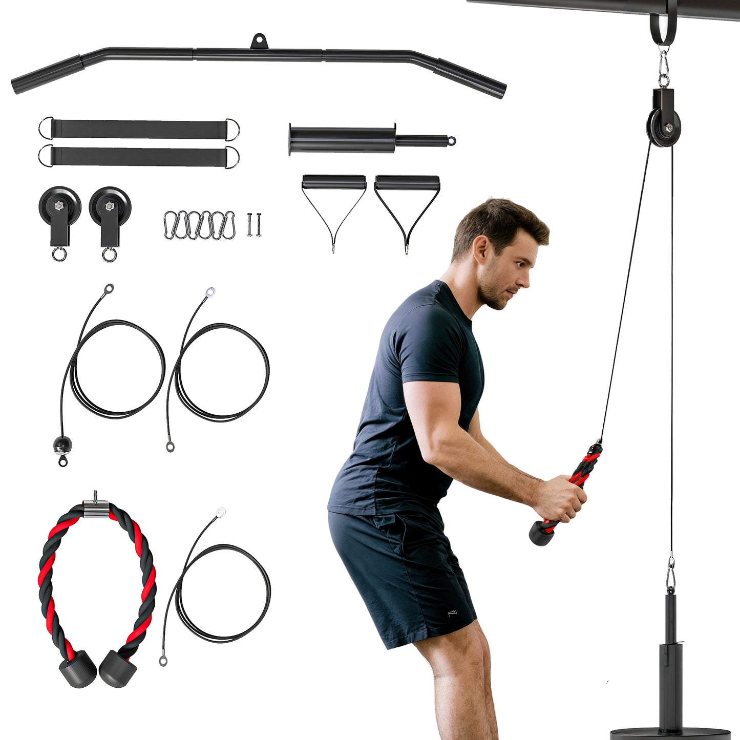 SPORTNOW Fitness Latzug Gym Fitnesssgeräte Kabelzug Pulley System Arm Krafttraining für Zuhause