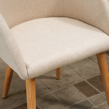 HOMCOM 2er-Set gepolsterte Stühle, skandinavisches Design, Polsterstühle mit Holzbeinen, rutschfeste Pads, 150 kg Belastbarkeit, Beige