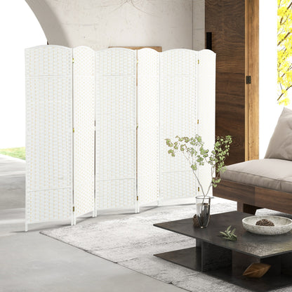 HOMCOM 6-teiliger Raumtrenner, Faltbarer Sichtschutz, Sichtschutzwand für Wohnzimmer, Schlafzimmer, Homeoffice, Weiß