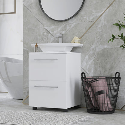 HOMCOM Badezimmerschrank، Waschbecken-Kommode mit Schublade، kompakt، Spanplatte، Weiß