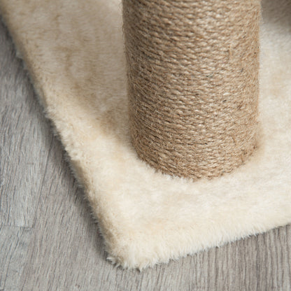 PawHut Kratzbaum Katzenbaum, inkl. Spielzeug und Katzenbett, 60 cm x 30 cm x 76 cm, Creme + Natur