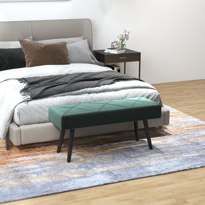 HOMCOM Sitzbank Polsterbank Bettbank, Samtoptik, 100 x 36 x 45 cm, Grün