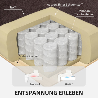 HOMCOM Relaxsessel, Neigbarer Aufstehsessel, verstellbar, mit USB-Anschluss, Seitentasche, Fußablage, Schaumstoff, Braun