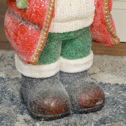 HOMCOM Weihnachtsmannfigur mit Baum und Geschenk, 3 warmweiße LEDs, batteriebetrieben, 50 cm