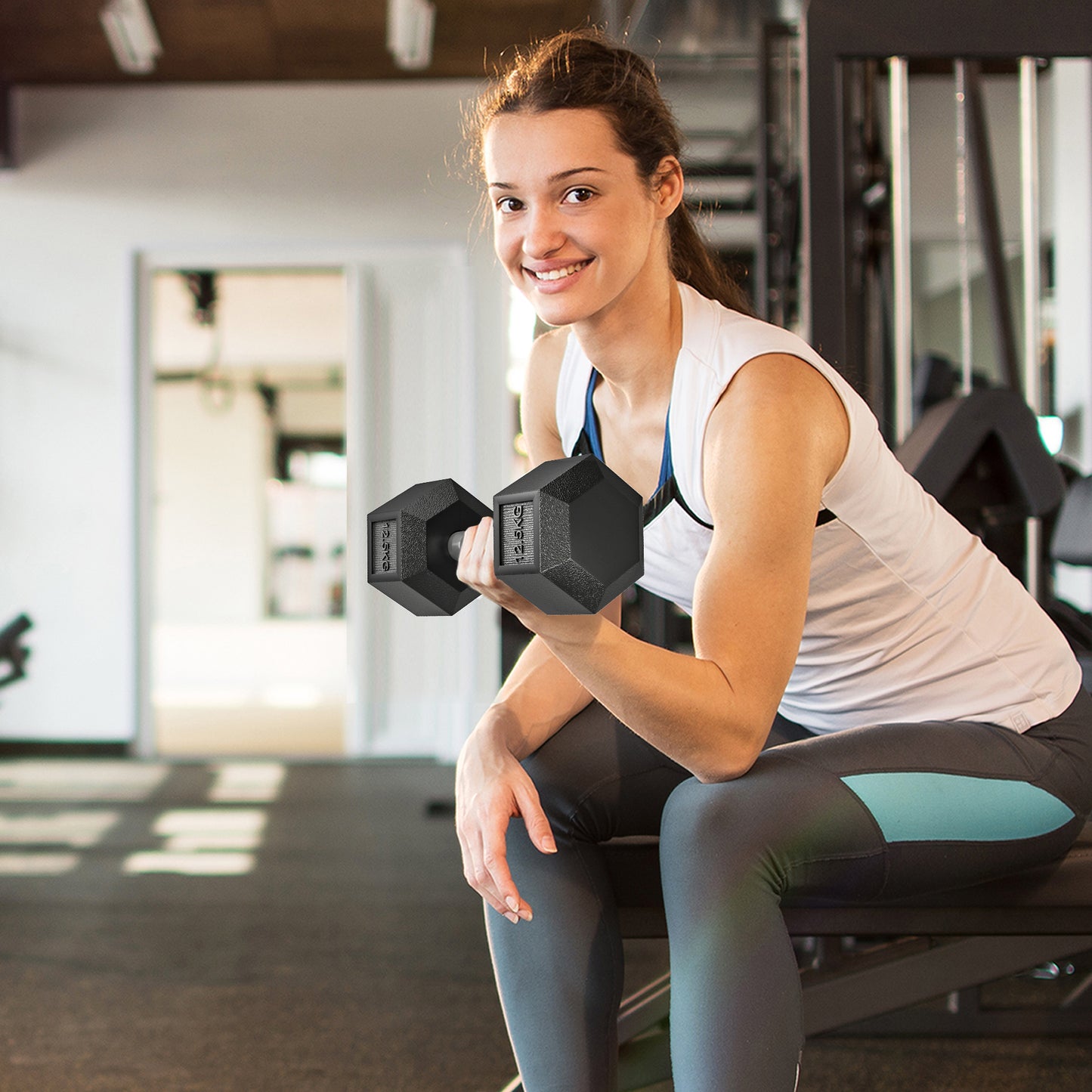 HOMCOM Hanteln mit gerändeltem Griff, Kurzhantel aus Gusseisen, 2 x 12,5 kg für Zuhause, Fitnessstudio, Krafttraining