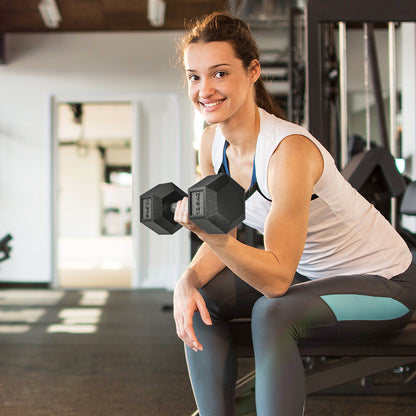 HOMCOM Hanteln mit gerändeltem Griff, Kurzhantel aus Gusseisen, 2 x 12,5 kg für Zuhause, Fitnessstudio, Krafttraining