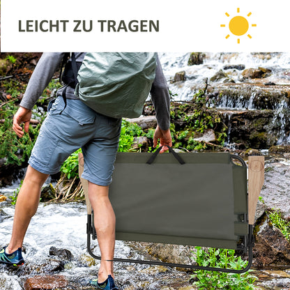 Outsunny Faltstuhl 2-Sitzer faltbar Campingstuhl mit Armlehnen Getränkehalter Outdoor Klappstuhl bis 160 kg belastbar robust Angelstuhl Gartenstuhl für Garten Camping Strand
