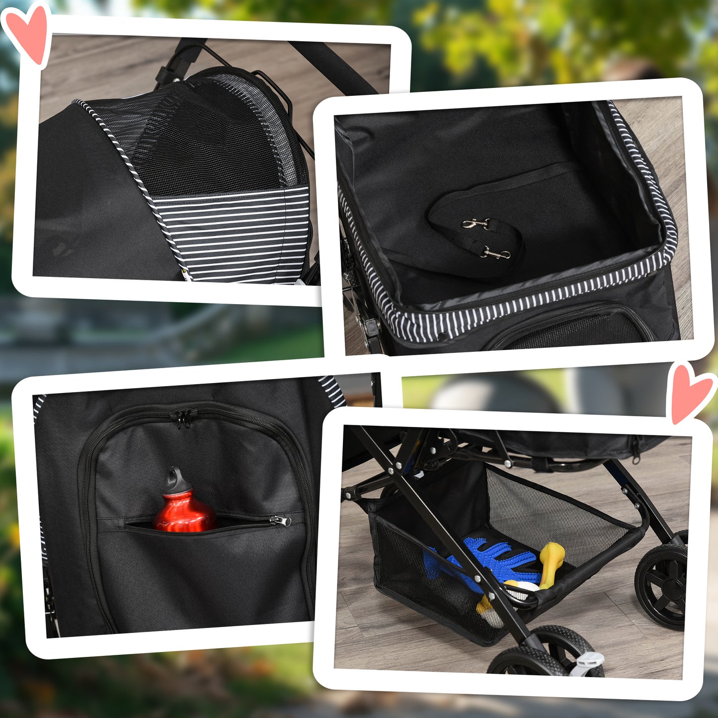 PawHut Hundebuggy Hundewagen Buggy für kleine Hunde und Katzen Haustierwagen Pet Stroller Katzenbuggy Oxford Schwarz 76,5 x 52 x 95 cm