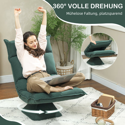 HOMCOM Bodensessel mit 5-fach verstellbarer Rückenlehne, drehbar, moderner Polsterstuhl, Grün