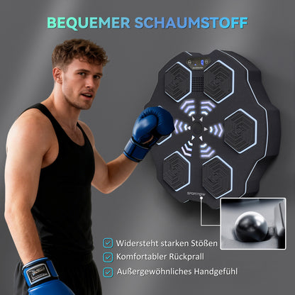 SPORTNOW Musikboxmaschine, Bluetooth-Boxgerät, Wandmontage, 9 Geschwindigkeiten und Modi, LED-Lichter, Schwarz