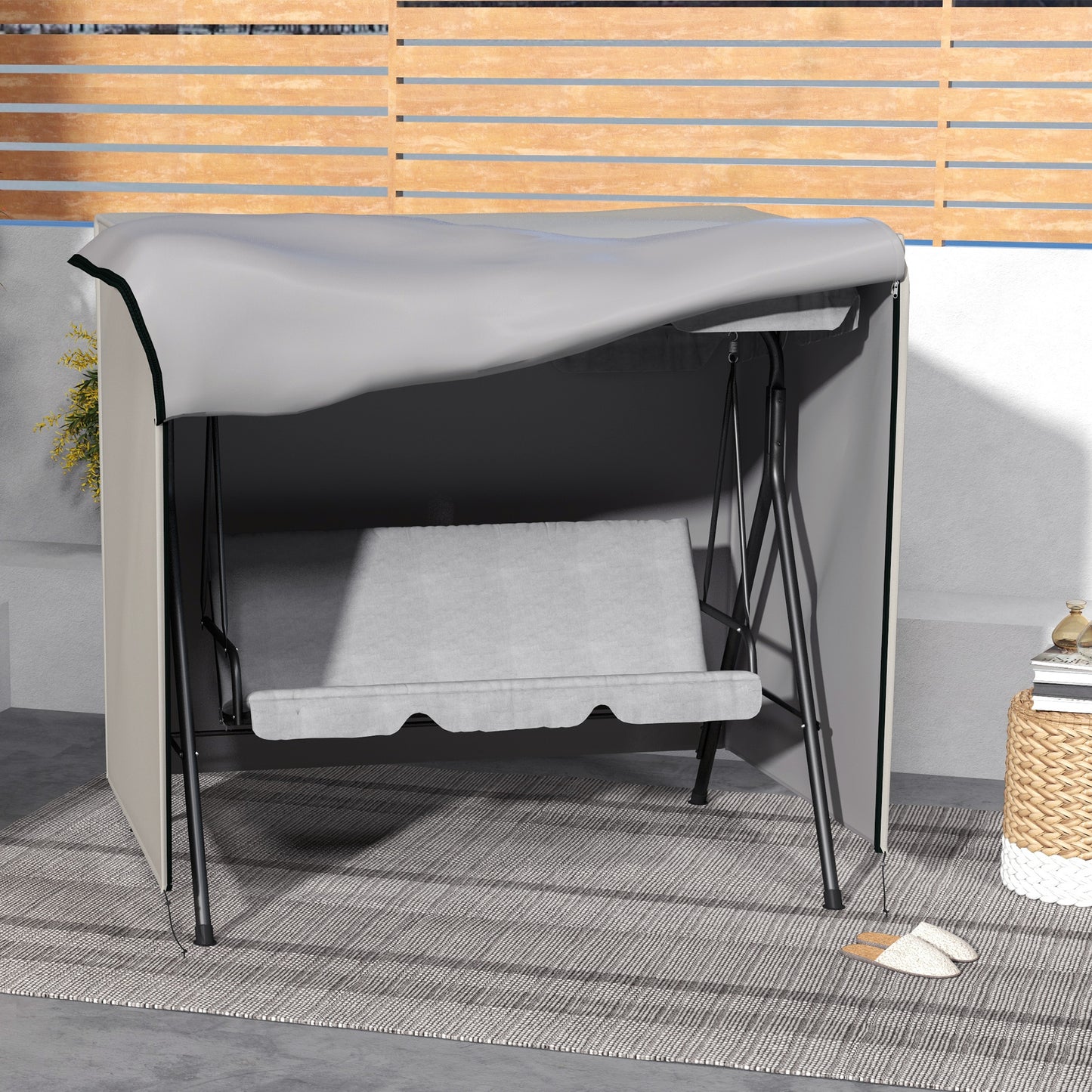 Outsunny Schutzhülle für Hollywoodschaukel, reißfest, wasserdicht, staubdicht, Polyester, 177 x 114 x 152 cm, Grau