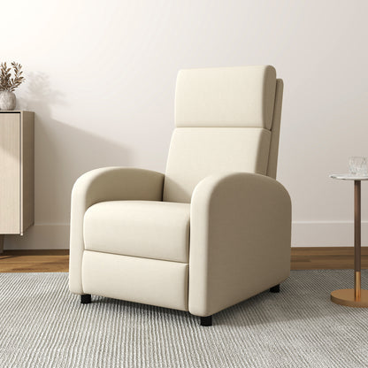 HOMCOM Relaxsessel Fernsehsessel, ausklappbare Fußstütze, neigbar bis zu 160°, 64 x 86 x 102 cm, Creme