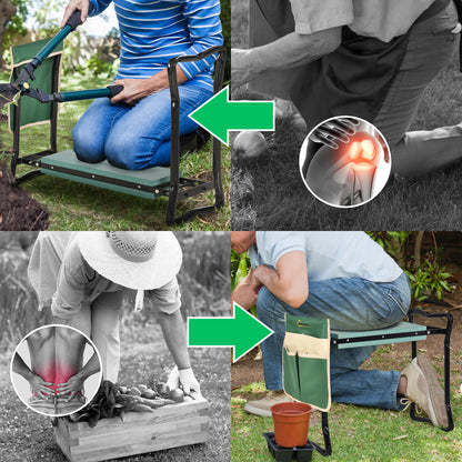 Outsunny Kniebank, Klappbarer Gartenhocker, 2-in-1, Kniehilfe, mit Werkzeugtasche, EVA-Schaumstoff, 58 x 28 x 49 cm
