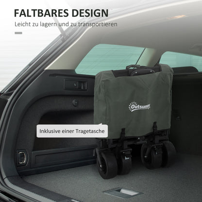 Outsunny Gartenwagen 120 kg belastbar, klappbar Transportwagen mit herausnehmbare Plane, Griff, Rädern 95 Liter Grün