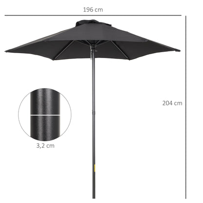 Outsunny Sonnenschirm Ø196 cm, sechseckig Balkonschirm für Strand Balkon Garten, Schwarz