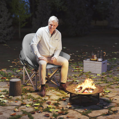 Outsunny Faltstuhl faltbar Campingstuhl mit Seitentasche Tragetasche gepolstert bis 120kg belastbar Dunkelgrau