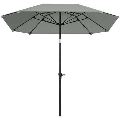 Outsunny 2,3 m Sonnenschirm ohne Basis, Verstellbarer Terrassenschirm mit Kurbel, Polyester, Aluminium, Fiberglas, Dunkelgrau