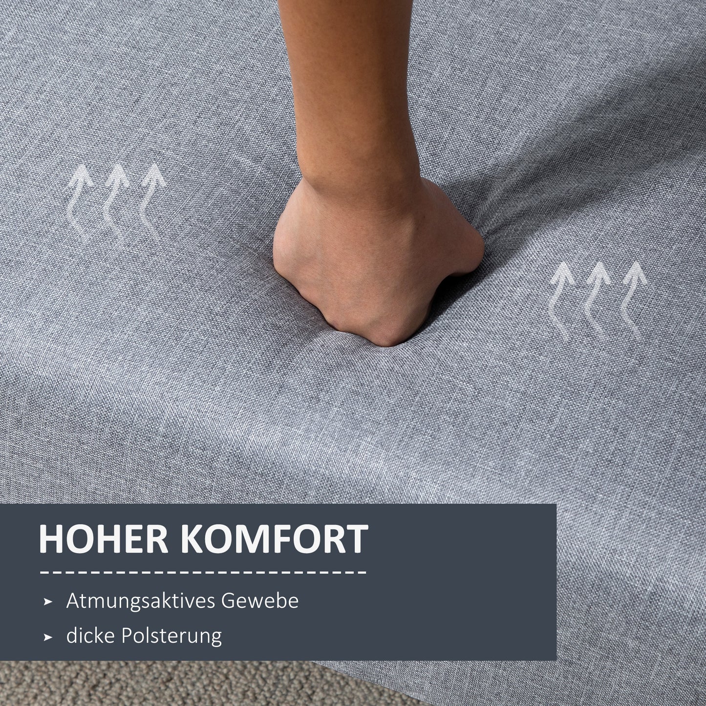 HOMCOM Schlafsofa, 2-Sitzer Stoffsofa, Sofa mit Schlaffunktion, leinenartiges Polyester, Kautschukholz, 173 x 75 x 73 cm, Grau