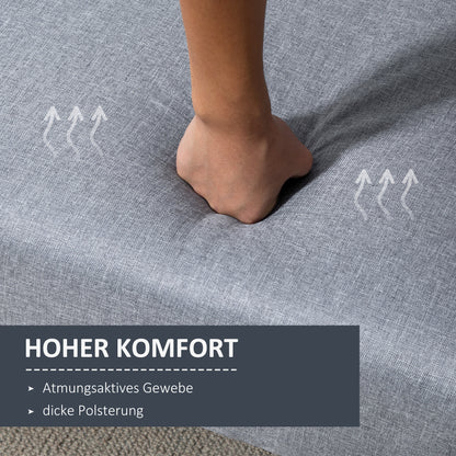 HOMCOM Schlafsofa, 2-Sitzer Stoffsofa, Sofa mit Schlaffunktion, leinenartiges Polyester, Kautschukholz, 173 x 75 x 73 cm, Grau