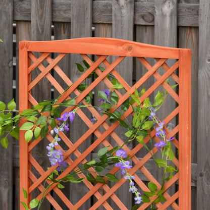 Outsunny Hochbeet Blumenständer Garten Pflanzkasten mit Rankgitter Holz Rankkasten Gelb 60 x 30 x 122,5 cm