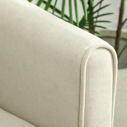 HOMCOM 2-Sitzer-Sofa mit Schaumstoff-Polsterung und Stoffbezug, für Wohnzimmer, Schlafzimmer, Metallrahmen, Cremeweiß