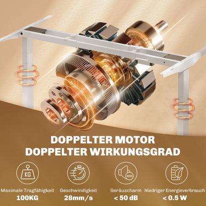 HOMCOM Elektrisches Schreibtischgestell, höhenverstellbar, mit Speicherfunktion, Stahl, Weiß