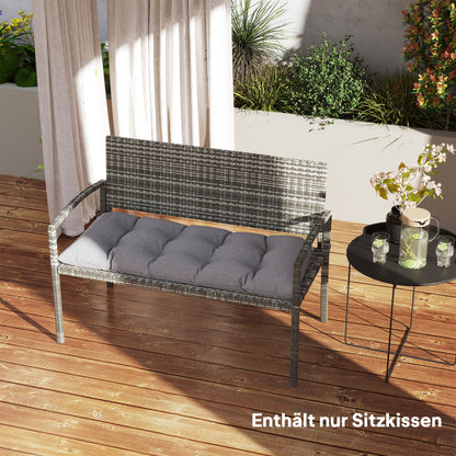 Outsunny Bankauflage 105 x 46 x 12,5 cm Bankkissen mit Bändern, Outdoor Sitzkissen für Gartenmöbel, Sitzbank, Grau