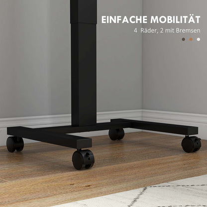 Vinsetto Stehpult Stehtisch, Laptoptisch, höhenverstellbar, 4 Rollen, 65 cm x 48 cm x 108 cm, Braun + Schwarz