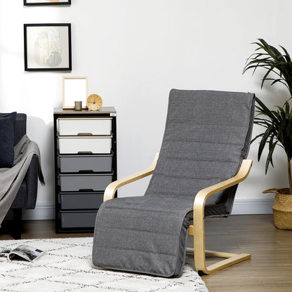HOMCOM Akzentsessel, Relaxsessel mit verstellbarem Fußteil, Birkenholzrahmen, bis 120 kg, 66,5 x 94 x 100 cm, Grau