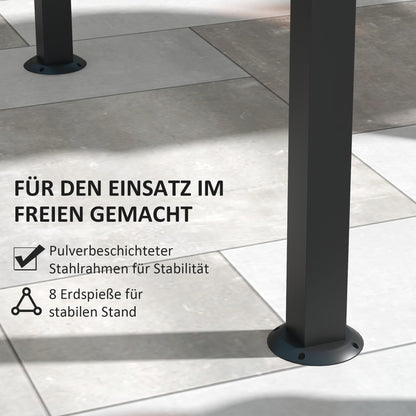 Outsunny Grillpavillon, 2 Seitenablagen, Haken, Stahlrahmen, 1,1 x 2,3m, Khaki