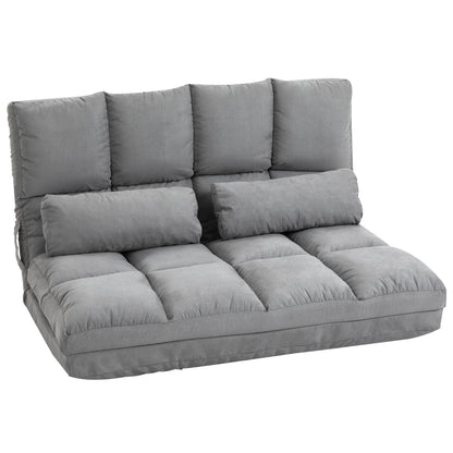 HOMCOM Bodenstuhl Bodensessel mit Liegefunktion Verstellbarer Rückenlehne Sitzkissen Relaxsessel zum Fernsehen, Lesen Meditationsstuhl Lazy Sofa Lesesessel für Meditation Yoga Büro Grau