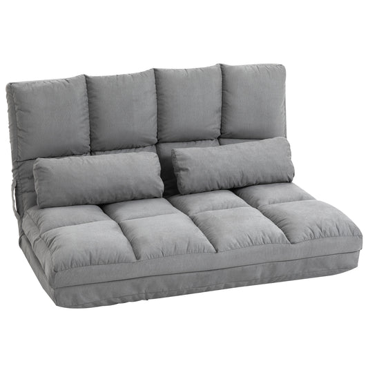 HOMCOM Bodenstuhl Bodensessel mit Liegefunktion Verstellbarer Rückenlehne Sitzkissen Relaxsessel zum Fernsehen, Lesen Meditationsstuhl Lazy Sofa Lesesessel für Meditation Yoga Büro Grau