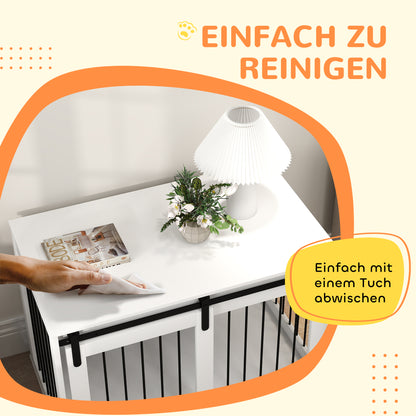 PawHut Hundebox mit Schiebetür, Belüftung, Spanplatte und Stahl, 98 x 58 x 61 cm, Walnuss