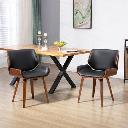 HOMCOM 2er-Set Vintage-Esszimmerstühle, Holz, Stoffbezug, Schaumstoff, Schwarz