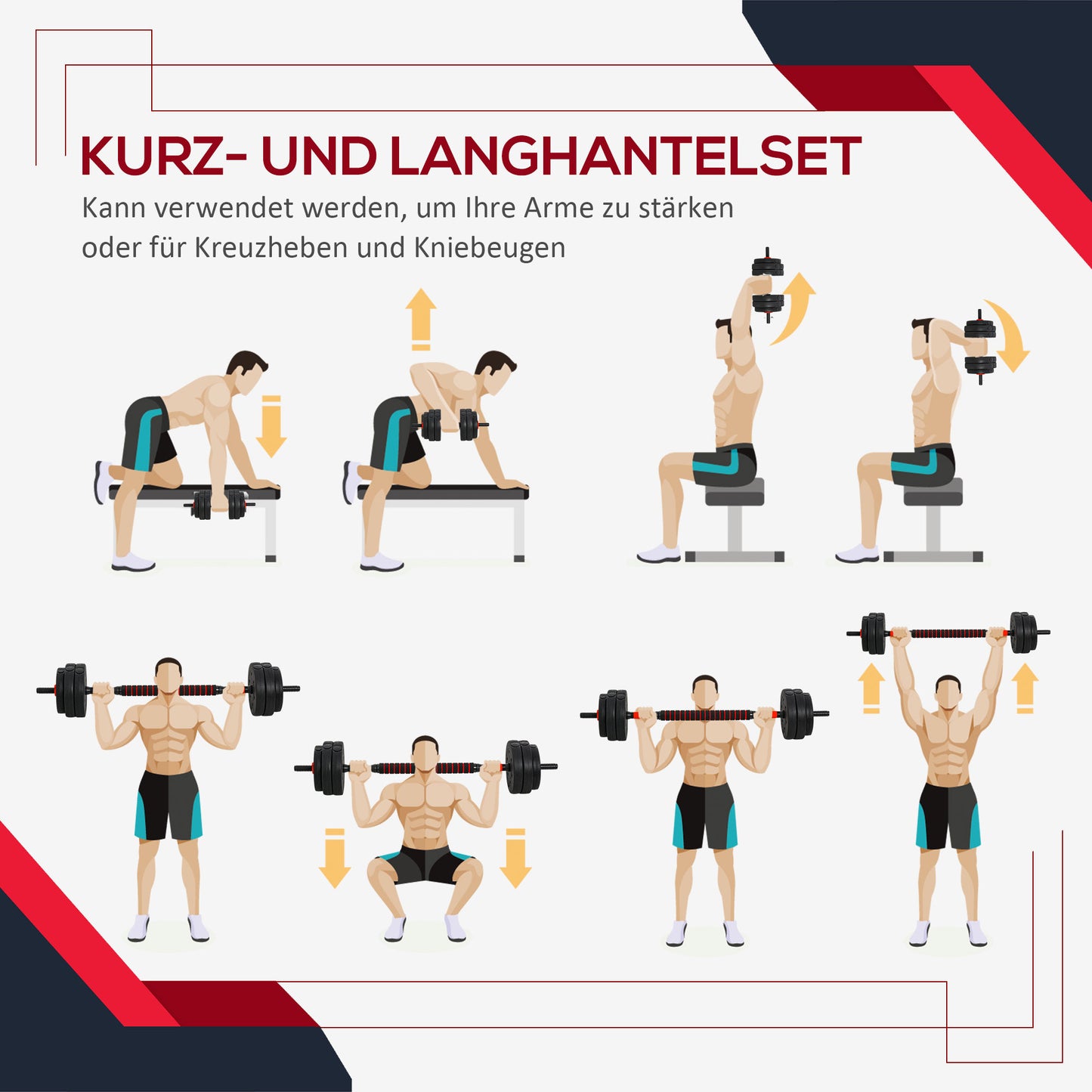 HOMCOM 2 in 1 Hanteln Set 25 kg verstellbare Kurzhantel & Langhantel professionell Dumbbell Krafttraining und Gewichtheben für Zuhause Fitness