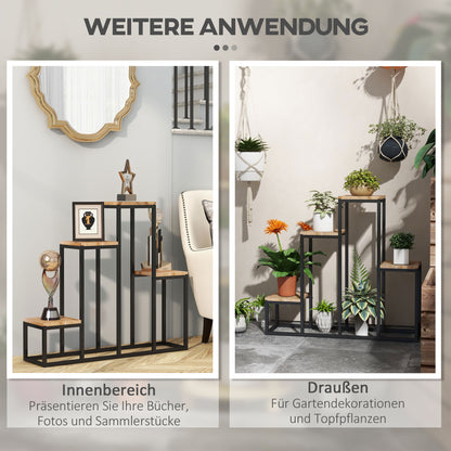 Outsunny Blumenregal, 4 Etagen, Indoor & Outdoor, Metallrahmen, 80 x 20 x 74 cm
