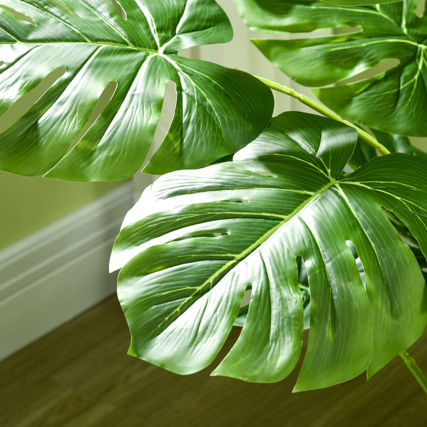 HOMCOM Kunstpflanze Realistische Kunstpflanze Monstera Deliciosa,1 Übertopf und Zementerde,17,5 سم × 17,5 سم × 120 سم، أخضر