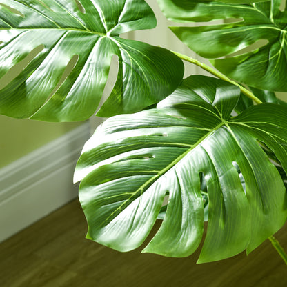 HOMCOM Kunstpflanze Realistische Kunstpflanze Monstera Deliciosa,1 Übertopf und Zementerde,17,5 سم × 17,5 سم × 120 سم، أخضر